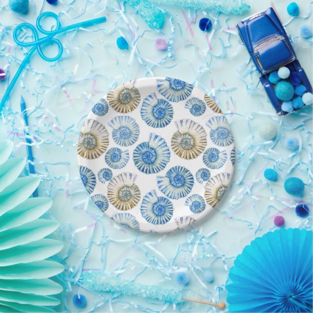 Pastel Seashell Pattern Paper Plates (Party)