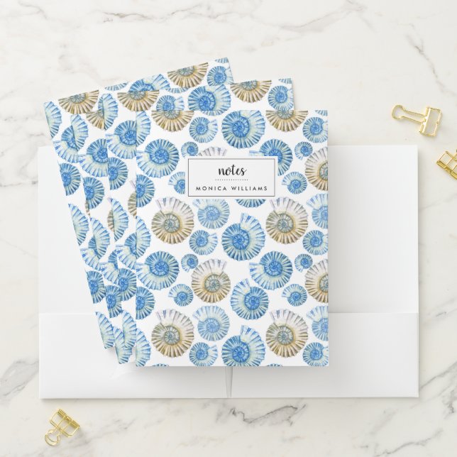 Pastel Seashell Pattern Pocket Folder (In Situ)