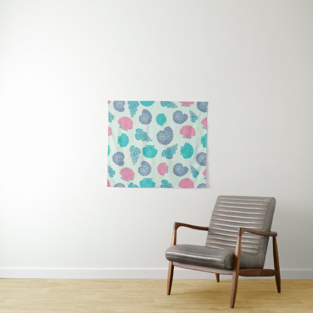 Pastel Seashell Pattern Tapestry (In Situ (Horizontal))