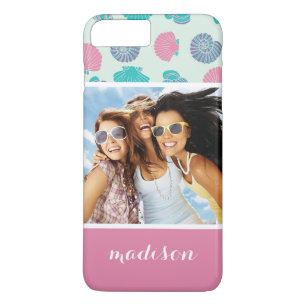 Pastel Seashell Pattern   Your Photo & Name iPhone 8 Plus/7 Plus Case