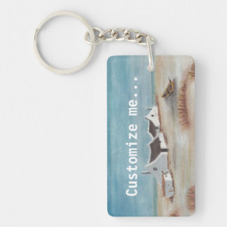 Pastel Seaside Drawing Keychain