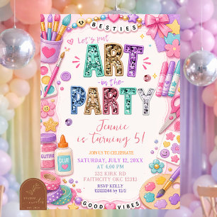 Pastel Sequin Art Party Birthday Invitation