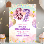 Pastel Sequin Glitter 67 Girl Birthday  Invitation<br><div class="desc">Pastel Sequin Glitter 67 Girl Birthday Invitation,  I Was 6 Now I'm 7 Girl Birthday Invite,  Editable Kids 7th Birthday Party</div>