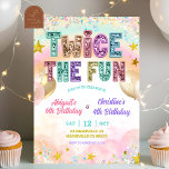 Pastel Sequin Glitter Double Birthday Invitation<br><div class="desc">Pastel Sequin Glitter Double Birthday Invitation,  Twice The Fun Siblings Birthday Invite,  Editable Kids Joint Birthday Party</div>