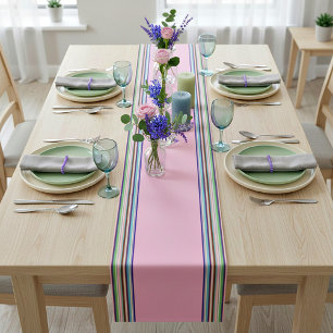 Pastel serape stripes medium table runner