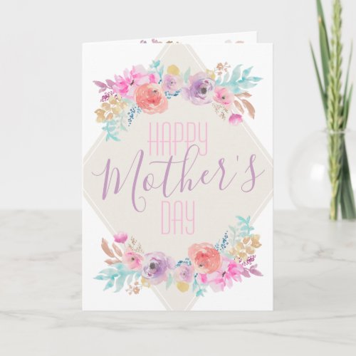Pastel Shabby Chic Floral  Boho Happy Mothers Day Card