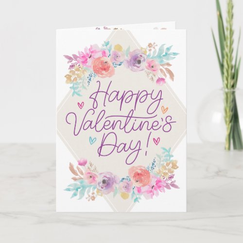 Pastel Shabby Chic Floral Romantic Valentines Day Card