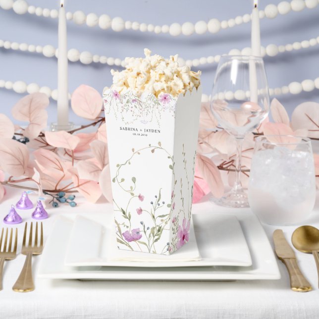 Pastel Shade Blush Pink Wild Floral Wedding Favor Boxes (Wedding)