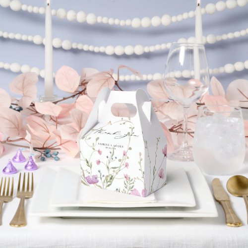Pastel Shade Blush Pink Wild Floral Wedding Favor Boxes