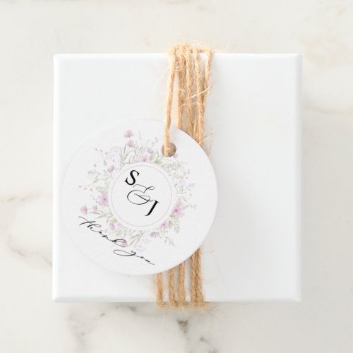 Pastel Shade Blush Pink Wild Floral Wedding Favor Tags