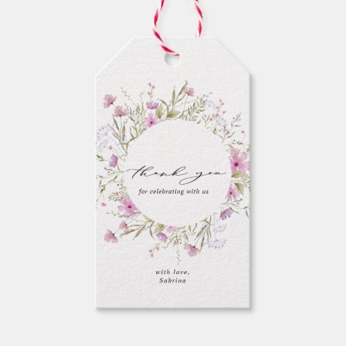 Pastel Shade Blush Pink Wild Floral Wedding Gift Tags