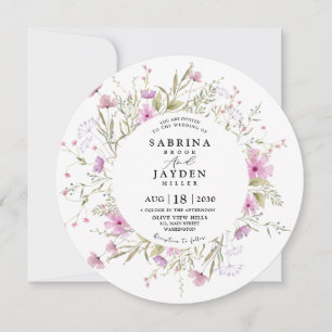 Pastel Shade Blush Pink Wild Floral Wedding Invitation