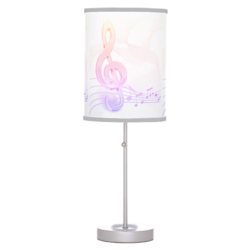 Pastel Shaded Treble Clef Music Notes Table Lamp