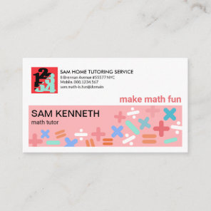 Pastel Shades Math Symbols Math Tutor Business Card
