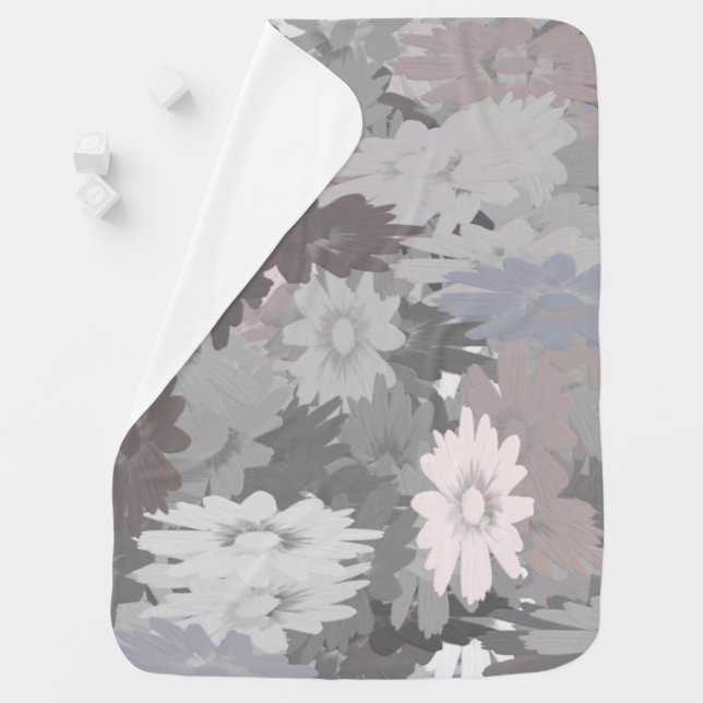 Pastel shades of gray and pink baby blanket (In Situ)