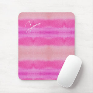 Pastel Shades Of Pink watercolor Monogrammed Mouse Pad