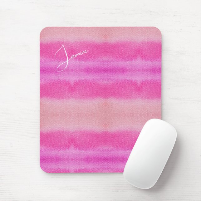 Pastel Shades Of Pink watercolor Monogrammed Mouse Pad (With Mouse)