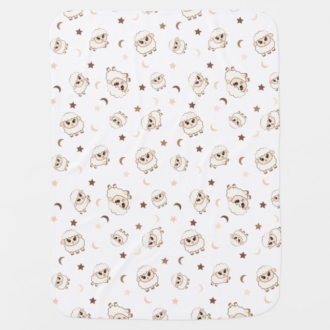 Pastel Sheep Pattern Baby Blanket (Front)