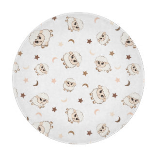 Pastel Sheep Pattern Cutting Board