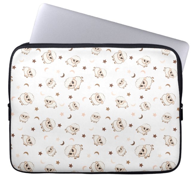 Pastel Sheep Pattern Laptop Sleeve (Front)