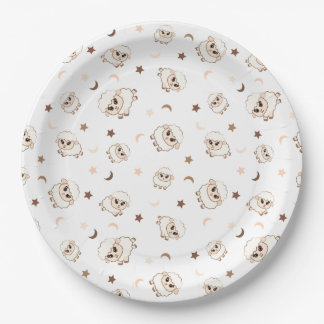 Pastel Sheep Pattern Paper Plates