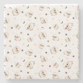 Pastel Sheep Pattern Stone Coaster