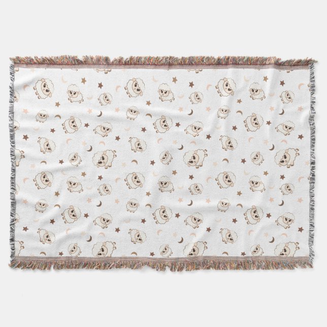 Pastel Sheep Pattern Throw Blanket (Front)