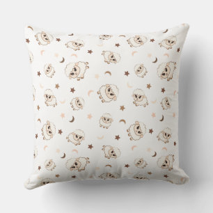 Pastel Sheep Pattern Throw Pillow