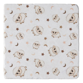 Pastel Sheep Pattern Trivet