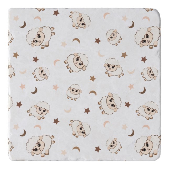 Pastel Sheep Pattern Trivet (Front)