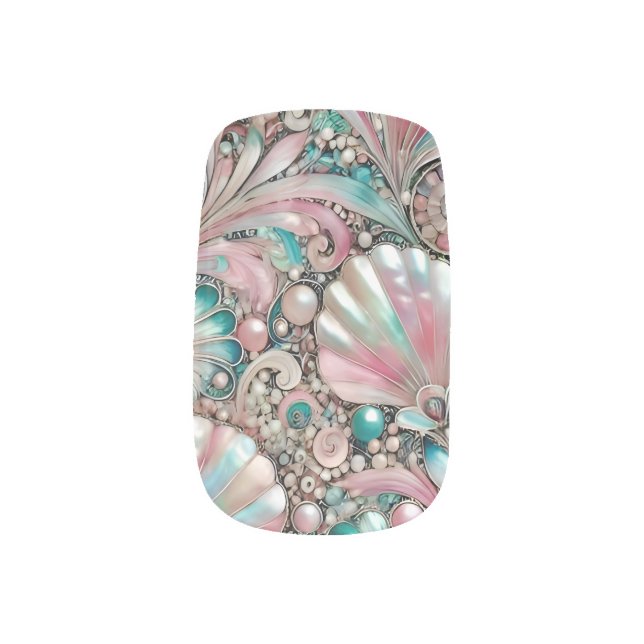 Pastel Shells Design ~  Minx Nail Art (Right Thumb)