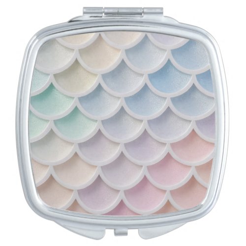 Pastel Shimmer Mermaid Scales Compact Mirror