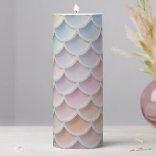 Pastel Shimmer Mermaid Scales Pillar Candle
