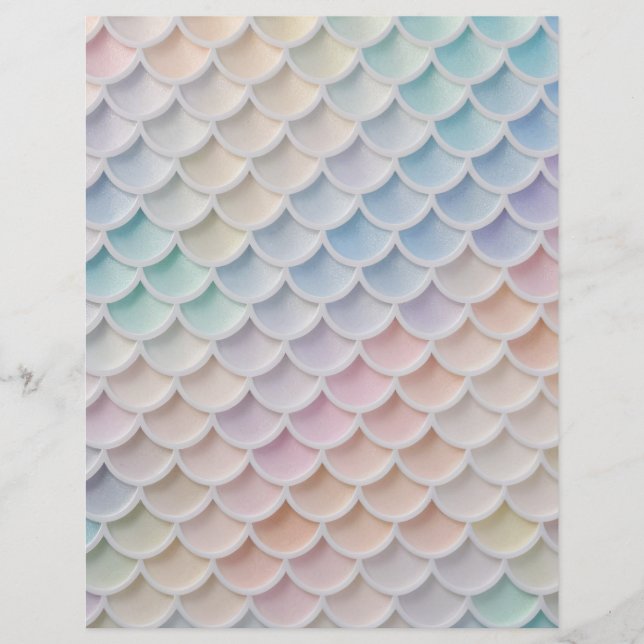 Pastel Shimmer Mermaid Scales Scrapbook Paper (Front)