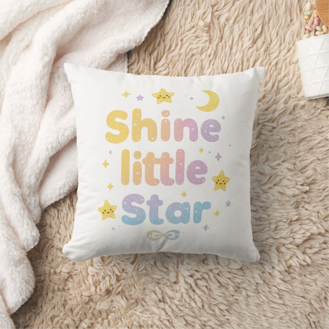 Pastel "Shine Little Star" Celestial Throw Pillow (Blanket)