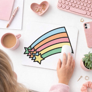 Pastel Shooting Star Rainbow Retro Aesthetic Mouse Pad