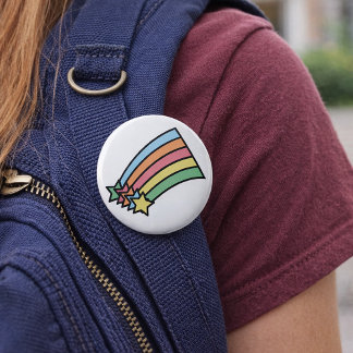 Pastel Shooting Star Rainbow Retro Stars Pinback Button