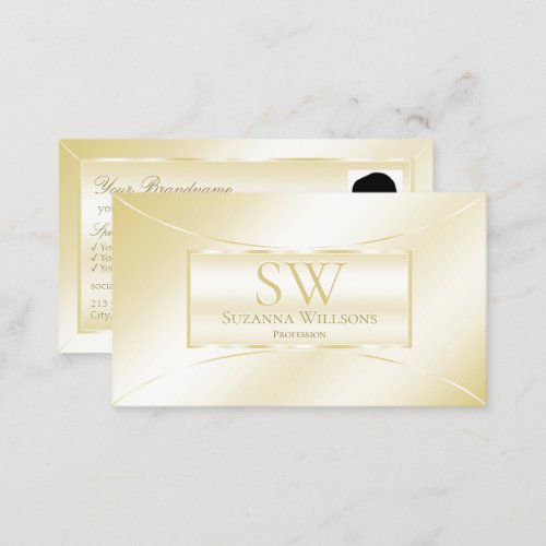 Pastel Silk Gold Decorated with Monogram and Photo Business Card