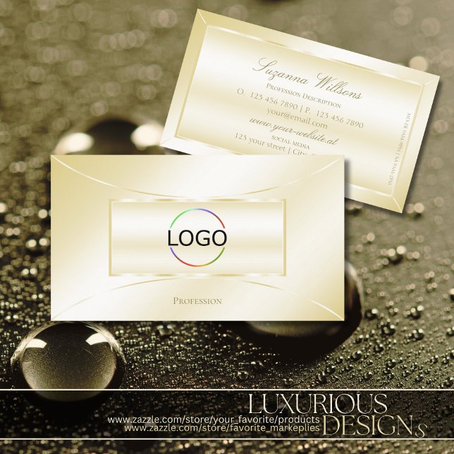 Pastel Silk Gold Decorative Luxurious with Logo Business Card (Creator Uploaded)