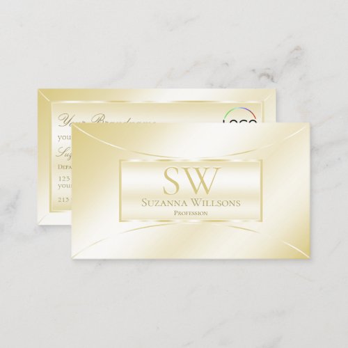 Pastel Silk Gold Decorative with Monogram and Logo Business Card