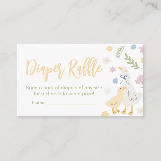 Pastel Silly Goose Baby Shower Diaper Raffle Enclosure Card (Front)