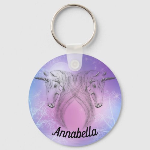 Pastel Silver Unicorns Keychain