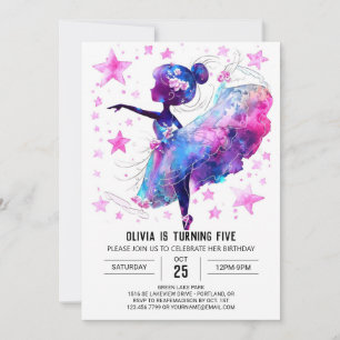 Pastel Simple Ballerina Birthday Invitation