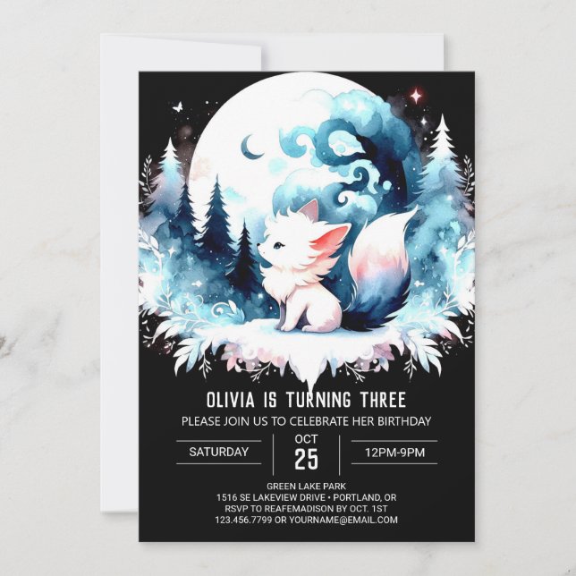 Pastel Simple Wolf Birthday Invitation (Front)
