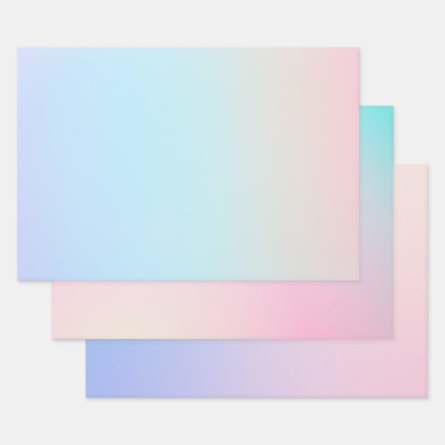 Pastel Simple Wrapping Paper Flat Sheet Set of 3 (Set)