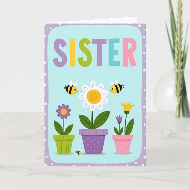 Pastel Sisters Day Flower Card (Front)