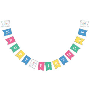 Pastel Sisters Joint Birthday Party Bunting Flags
