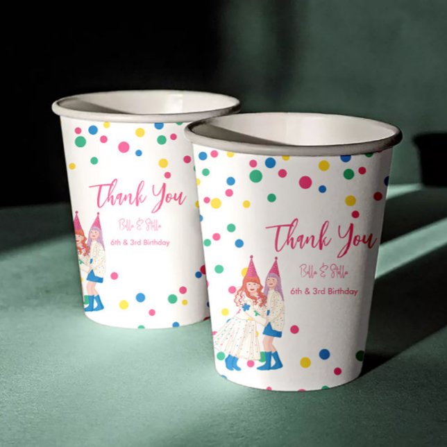 Pastel Sisters Joint Birthday Party Paper Cups (Creator Uploaded)