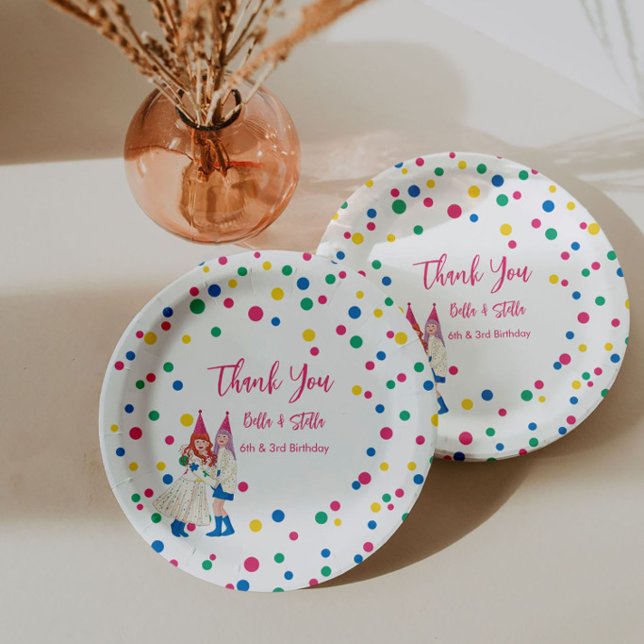 Pastel Sisters Joint Birthday Party Paper Plates (Creator Uploaded)