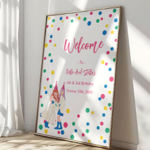 Pastel Sisters Joint Birthday Party Poster